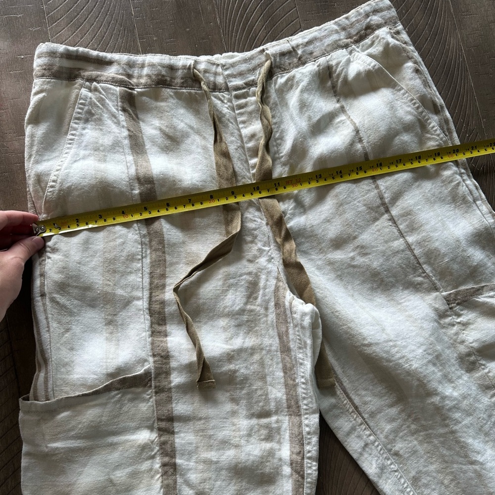 NWOT Free People Glory Days Striped 100% Linen Pants Frayed Hem size Small - Picture 13 of 16